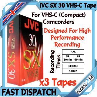 JVC SX 30 Minute VHS C VHS C Compact Camcorder Video Tape Cassette 