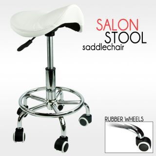 Footrest Saddle Working Stool Doctor Dentist Salon Spa White Chair PU 