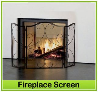 New HomCom Fireplace Screen   3 Panel Iron Fire Place Mesh Wire Screen 