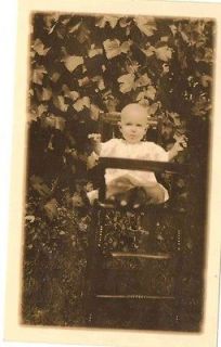 Old Vintage Antique Photograph Adorable Baby Sitting in High Chair