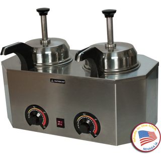 Dual Warmer Hot Condiment Dispenser Stand System w/ Electric Heated 