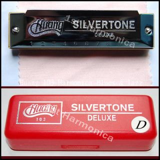  brand 103 Silvertone Silver color Harmonica Blues Diatonic key of D