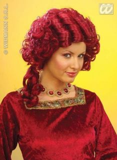 Ladies Red Baroque Wig Elizabethan Queen Royal Tudor Fancy Dress