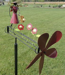 Garden Angel Whirligig Wind Spinner Yard Decor Metal Art Outdoor 