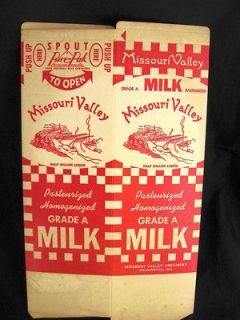 vtg Missouri Valley Creamery UNUSED Milk Carton Washington MO Ex Cell 