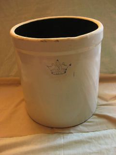 Antique King Crown Ceramic Pottery Crock #3 Ransbottom Brothers 