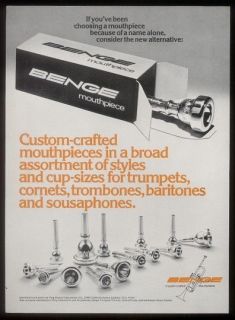 1977 Benge trumpet trombone tuba mouthpieces print ad