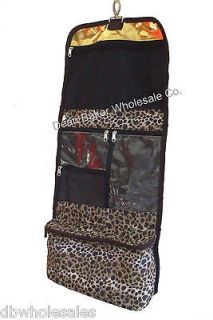 Leopard Hanging Cosmetic Case Toiletry Travel Roll Up Makeup Bag
