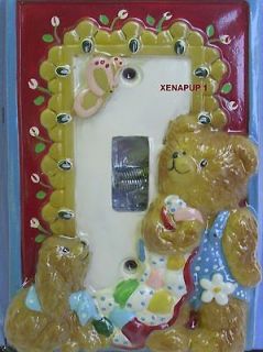 TEDDY BEAR THEME PUPPY BUTTERFLY BLANKET SWITCH PLATE COVER