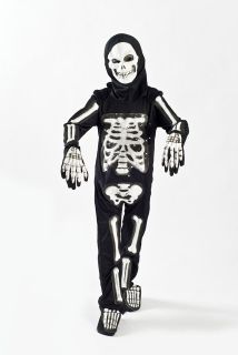 Kids Boys Skeleton Costume Halloween Scary Size M (4 7) Light up 