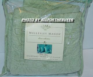WELLESLEY MANOR SOFT GREEN FINELY STITCHED QUILTED STANDARD SHAM