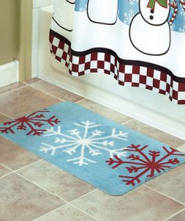 Snowman Frosty Snowflake Red Shower Curtain Bath Rug Towels Hooks