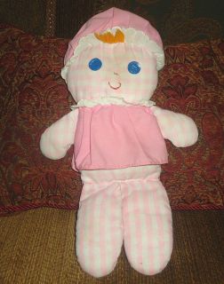   Price 12 PINK & WHITE GINGHAM LOLLY DOLL Rattle Cloth Toy LOVEY