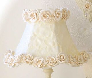 Lamp Shade ~Cream petals & Roses~ Shabby Cottage Chic, ivory, nursery 