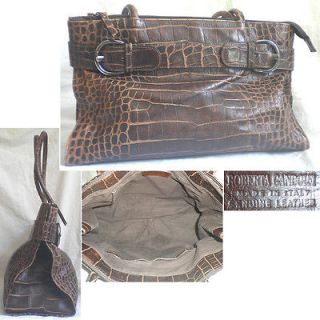   Gandolfi Italy Womens Purse Handbag Tote Shopper Croco Brown Large