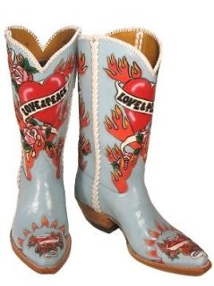 LIBERTY Boot Co. Love & Peace Blue Womens Rockstar Cowboy Boots (Orig 