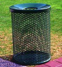   TRASH RECEPTACLE/GAR​BAGE CAN ROUND STEEL MESH PLASTIC COATED 22GALL