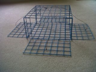 PVC Blue Homemade Four Door Crab Trap with bait holder
