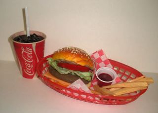 FAKE FOOD DINER CAR HOP  CB/FRIES w/60s WAX COKE CUP 