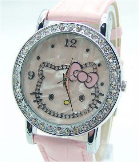   shipping Lady HelloKitty Leather Quartz crystal Watch New Gift P14