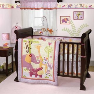   Pink Jungle Safari Baby Girl Nursery Zebra 3pc Zoo Crib Bedding Set