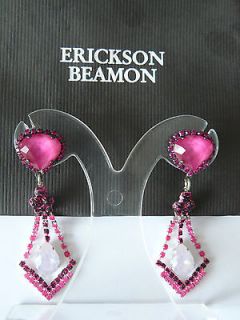 ERICKSON BEAMON COUTURE neon pink earrings new
