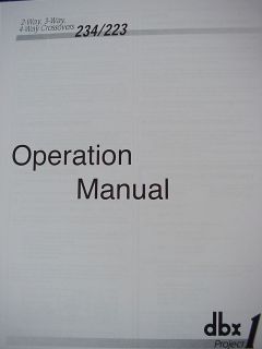 dbx 234 and 223 CROSSOVER OPERATION MANUAL 16 pages