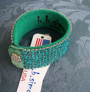   Simon Turquoise Aqua Swarovski Crystal Cuff Bracelet New $140
