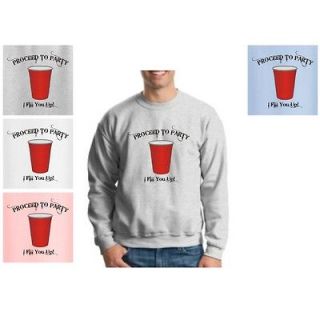 Red Solo Cup Crewneck Sweatshirt PROCEED TO PARTY Ill Fill You Up 