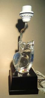 Orrefors Crystal Owl Lamp   Signed by Olle Alberius
