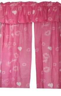 Betty Boop Curtains Drapes Window Panel Rare Hearts Love Kisses pink 