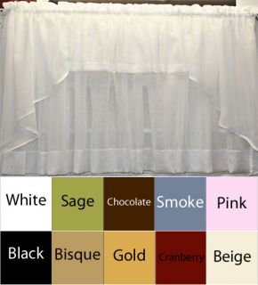 Voile Sheer Curtain 36 inch Tier and Swag Set Kitchen