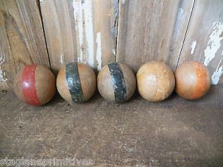   Old Vintage Wood Wooden Croquet Balls Bowl Fillers Display Mancave