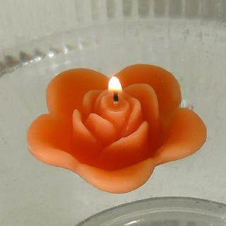 12 Coral floating rose wedding candles for table centerpiece reception 
