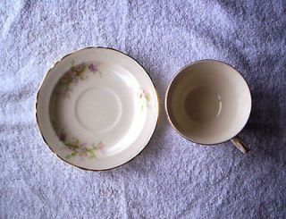 Beautiful Crown Potteries Co. China Cup & Saucer Collectible gold rims 