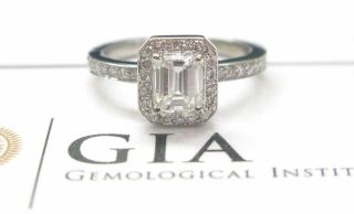 Platinum Emerald Cut Diamond Engagement Jewelry Ring 1.27CT IGI