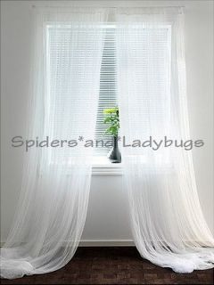 IKEA sheer curtains 2 panels white mesh net gauzy 98x110 drapes 