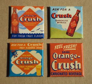 Orange Crush FRIDGE MAGNET Set crushy sign soda bottle fresh fruit 