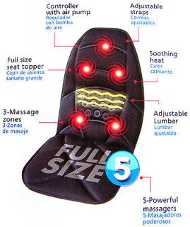 Heated Back Massage Seat Topper with Adjustable Lumbar Support Car 
