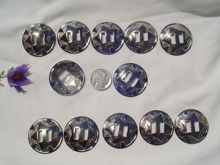 Slotted Western Star Round Silver Conchos 1 1/4 inch/12pcs