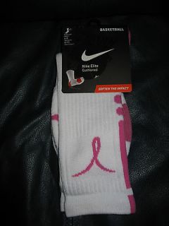 nike Breast Cancer Socks M 6 8 Elite White PINK Basketball kobe custom 