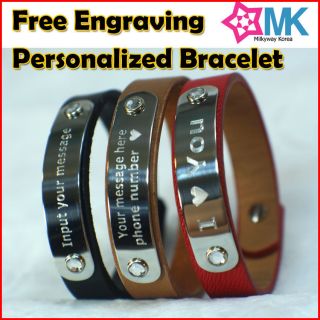 Free Engrave Custom Leather Bracelets Name Gifts, Personalized Ring 