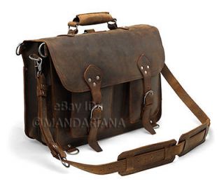   18 Vintage Style Leather Briefcase Backpack Messenger Laptop Bag