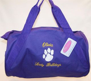   Cougar Tiger Wolf Custom Embroidered Sports Team Gym Duffel Duffle Bag
