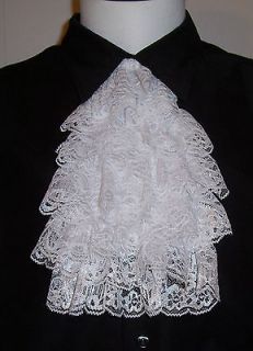 WHITE Lace Cravat Cuffs option Vampire Pirate Victorian Costume Jabot 