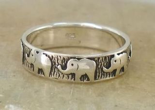 LUCKY .925 STERLING SILVER ELEPHANT BAND RING size 7