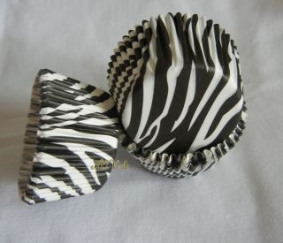 100 black white zebra cupcake liners baking paper cup stadard size 