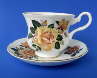 Royal Grafton Yellow Roses Cup and Saucer Fine Bone China Made In 