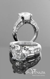 MOISSANITE ROUND CUT RING with PAVE & CHANNEL   10.70 GRAMS GOLD 