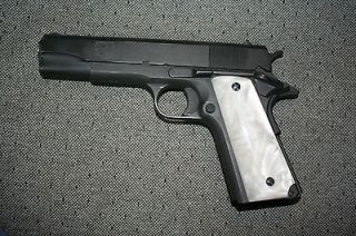 1911 Pistol Grips Custom ~Full Size~SILK WHITE PEARL by Herron Knives
